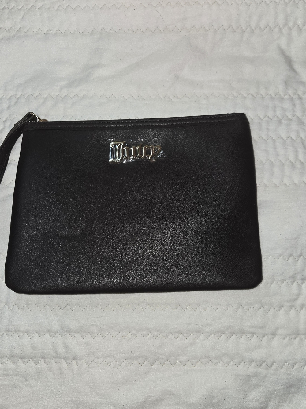Juicy Couture Black Wristlet Clutch with Silver Logo